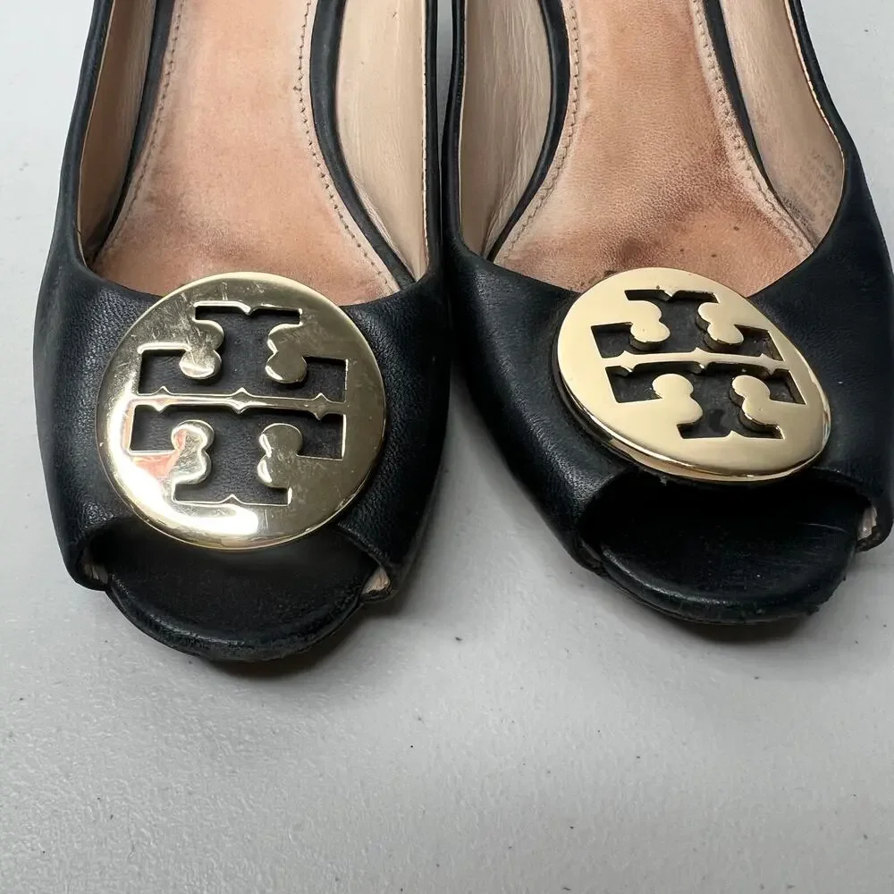 Tory Burch Peep Toe Wedge Size 9